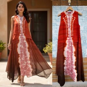 ALTUZARRA 
Penelope Dyed Gradient Asymmetric Midi-Dress SIZE 46/16